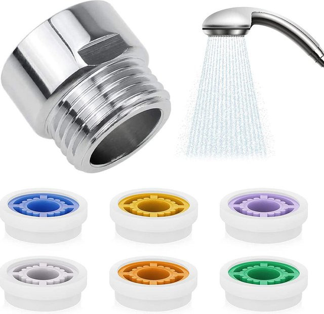Neoglint Dusch-Durchflussbegrenzer aus Messing mit 1/2 Zoll Gewinde in Multicolor zur Wassereinsparung für deinen Duschkopf - Bild 1