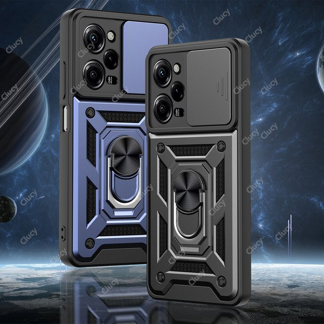 Stoßfeste Panzerhülle mit Kameraschutz und magnetischem Autohalterungsring für Redmi Note 13 12 11 10 8 Pro + sowie Redmi Note 11s 12s 10s in Silber von CYYWN - Bild 1