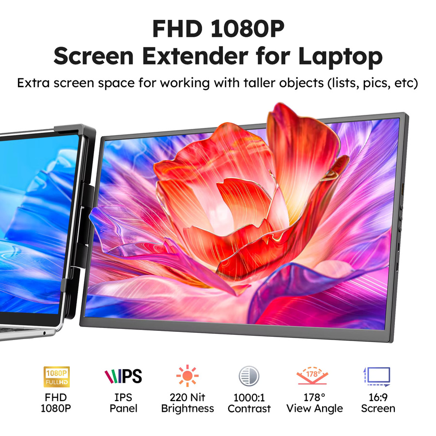 Dopesplay Tragbarer Monitor 15,6 Zoll Full HD IPS Zweiter Bildschirm in Schwarz für PC und Laptop - Bild 2