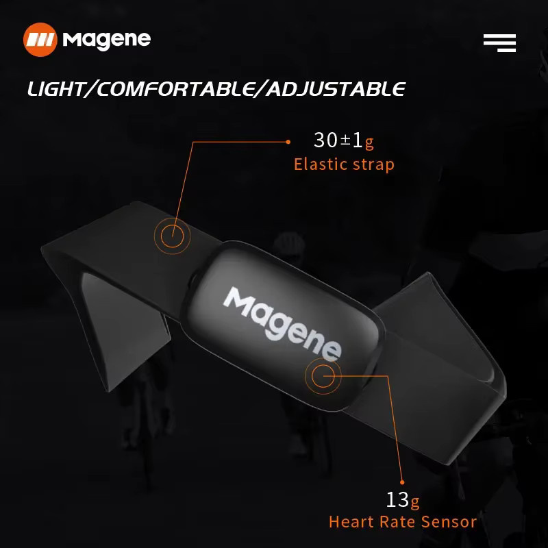 Magene H64 Herzfrequenzsensor mit Brustgurt in Schwarz, Dual Mode ANT+ und Bluetooth für Fahrradcomputer wie Wahoo und Garmin - Bild 2