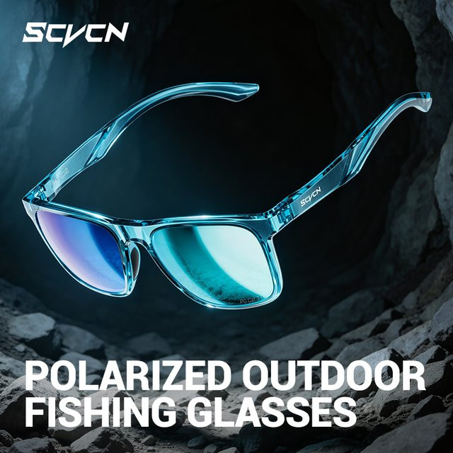 SCVCN Sportsonnenbrille, Unisex, Vollrand, Kunststoff, blau, polarisiert - Bild 1