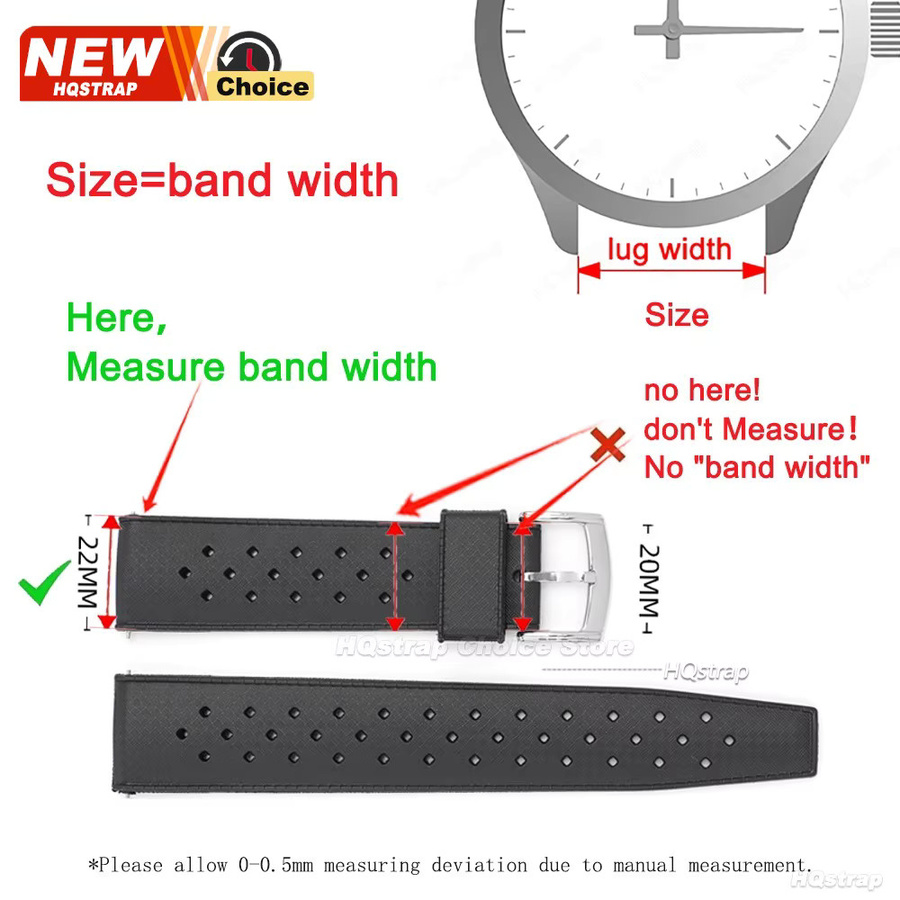 HQstrap Uhrenarmband Silikon, Schwarz, Unisex, 20mm 22mm - Bild 3