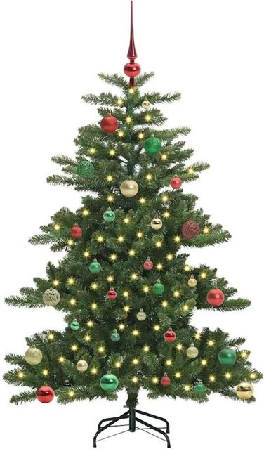 vidaXL Künstlicher Weihnachtsbaum in Grün mit 150 warmweißen LEDs, 150 cm Höhe, klappbar aus PVC und Metall - Bild 1