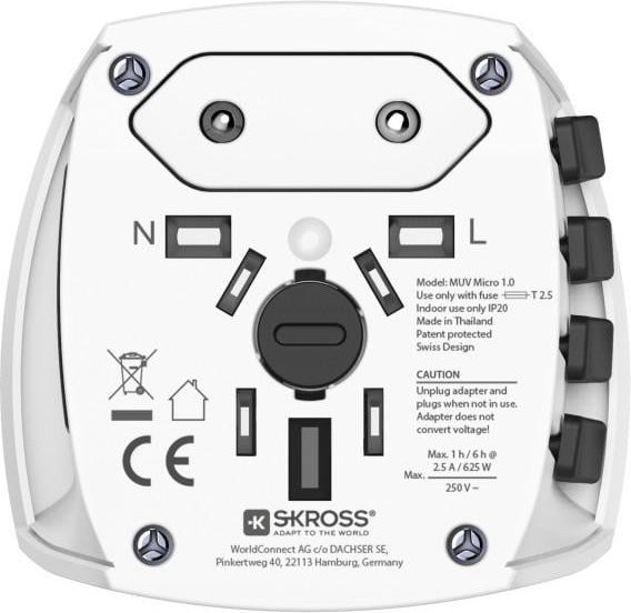 Hama Weltreiseadapter MUV Micro 2-polig in Weiß - Bild 1