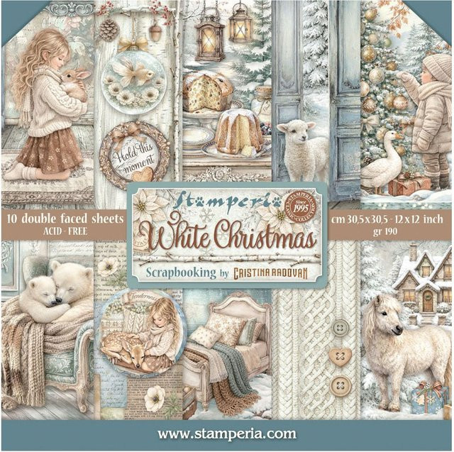 Stamperia Scrapbook-Block White Christmas in Multicolor mit 190 Blatt Papier, B/H: 30,5 x 30,5 cm - Bild 1