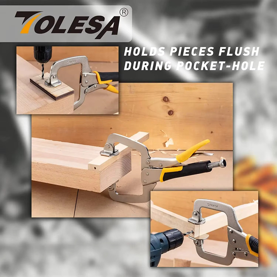 Tolesa 2er-Set Metall-Flächenklemmen aus Stahl in Silber für die Holzbearbeitung und Tischlerei - Bild 2