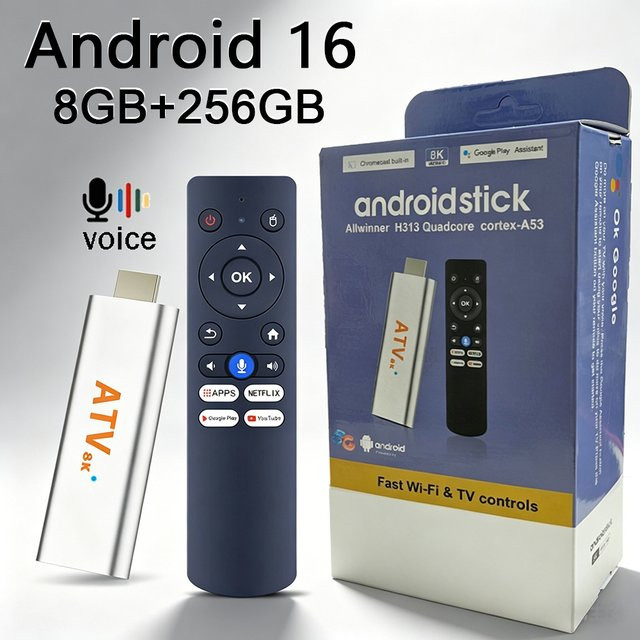 YOZHIXU Smart TV Stick Q15 Media Streamer mit Android 16, Allwinner H313, 5G Dual WLAN, Bluetooth und Google Sprachassistent in Silber - Bild 1