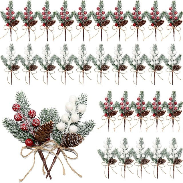 Künstliche Pflanzen mit roten Früchten für Weihnachts-, Neujahrs- und Hochzeitsdekoration, 3 bis 5 Stück, Tischdekoration für Haus und Garten - Bild 1