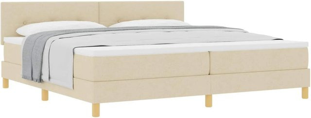 vidaXL Boxspringbett mit Matratze in Creme und Beige, Hybrid-Bett aus Stoff und Holzwerkstoff, B/T: 200 x 200 cm - Bild 1