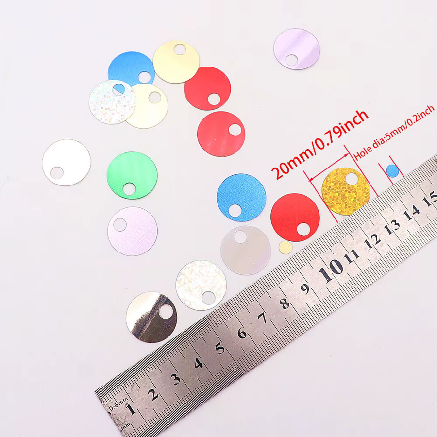 Runde Pailletten für DIY Stickerei und Schmuckherstellung, 20 mm, Grün und Mehrfarbig - Bild 2