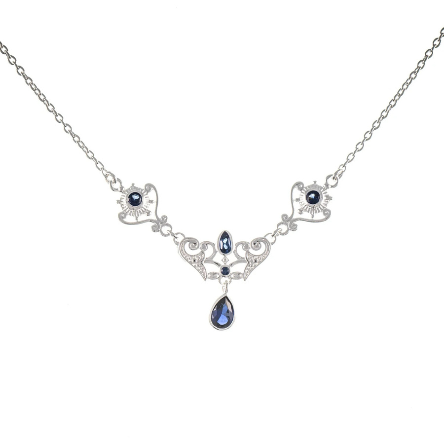 Collier 925 Silber, Zirkonia blau, Damen - Bild 1
