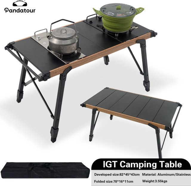Pandatour IGT Campingtisch aus Aluminium, zusammenklappbarer Picknicktisch in Schwarz - Bild 1