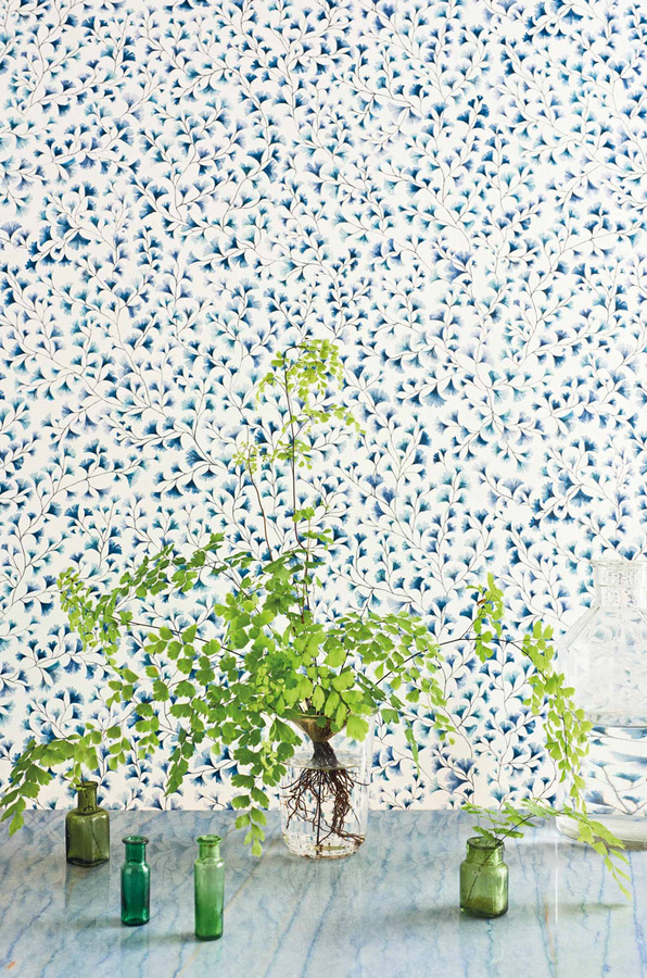 Cole & Son Tapete Maidenhair China Blue in Petrol und Blau mit botanischem Floral-Design - Bild 1