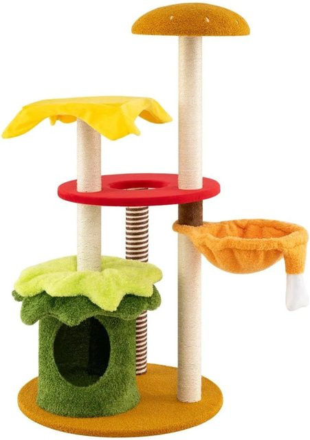 Costway Katzenbaum im Hamburger-Design mit Höhle und Sisal-Elementen, Bunt, Höhe: 117 cm - Bild 1