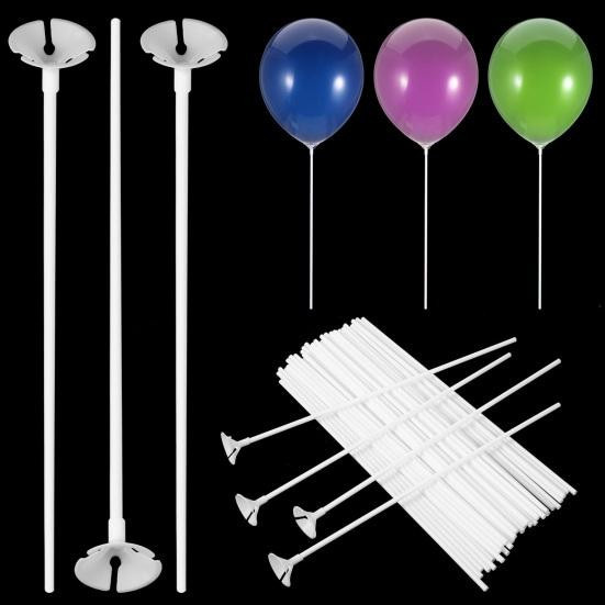Amusedly Ballonhalterstäbe aus Kunststoff in Weiß, 100 Stück für Ballongirlanden und Dekorationen bei Hochzeiten, Geburtstagen oder Jubiläen - Bild 4