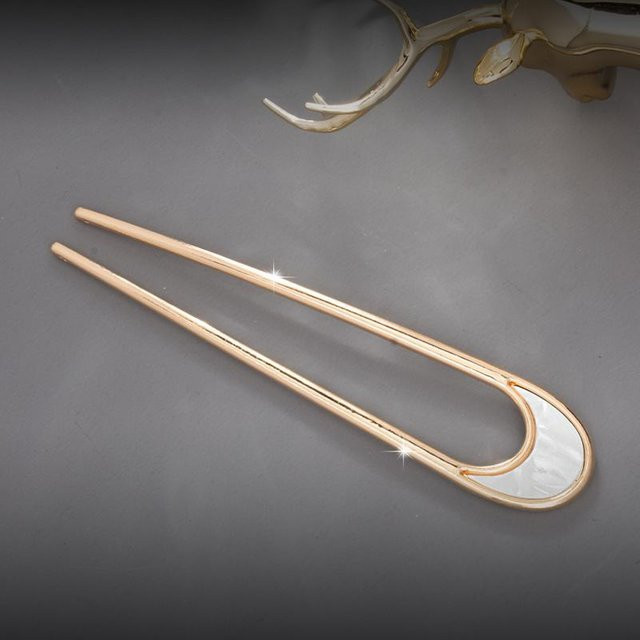 Haarnadel Damen, Silber Gold, Muschel Emaille, U-Form - Bild 1