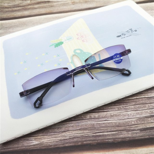 VABBON Lesebrille, randlos, rechteckig, Metall, Unisex, Anti-Blaulicht - Bild 1