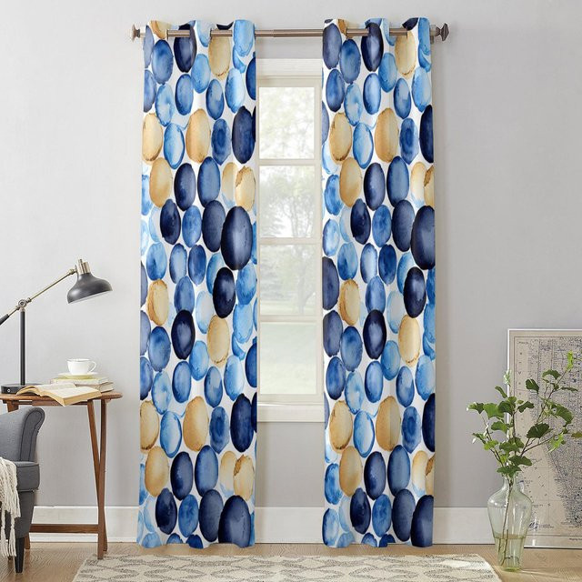 Luxus Aquarell Makronen Vorhang von Super Six in Grau, halbtransparentes Dekovolt für Wohnzimmer, Schlafzimmer und Küche, Breite: 135 cm, Höhe: 60 cm - Bild 1