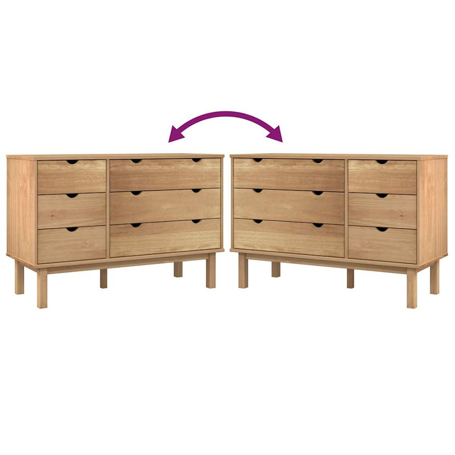 vidaXL Kommode OTTA aus Massivholz Kiefer in Braun, B/T/H: 113,5 x 39,5 x 73 cm - Bild 3