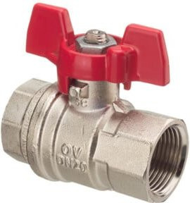 Oventrop Kugelhahn Optibal DN 25, PN 16, beidseitig Innengewinde, Messing vernickelt, Silber - Bild 1