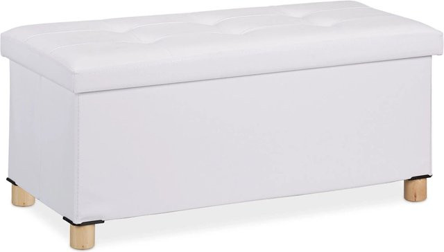 Relaxdays Sitzbank aus Kunstleder in Weiß, faltbar, B/T/H: 76 x 35 x 37 cm - Bild 1