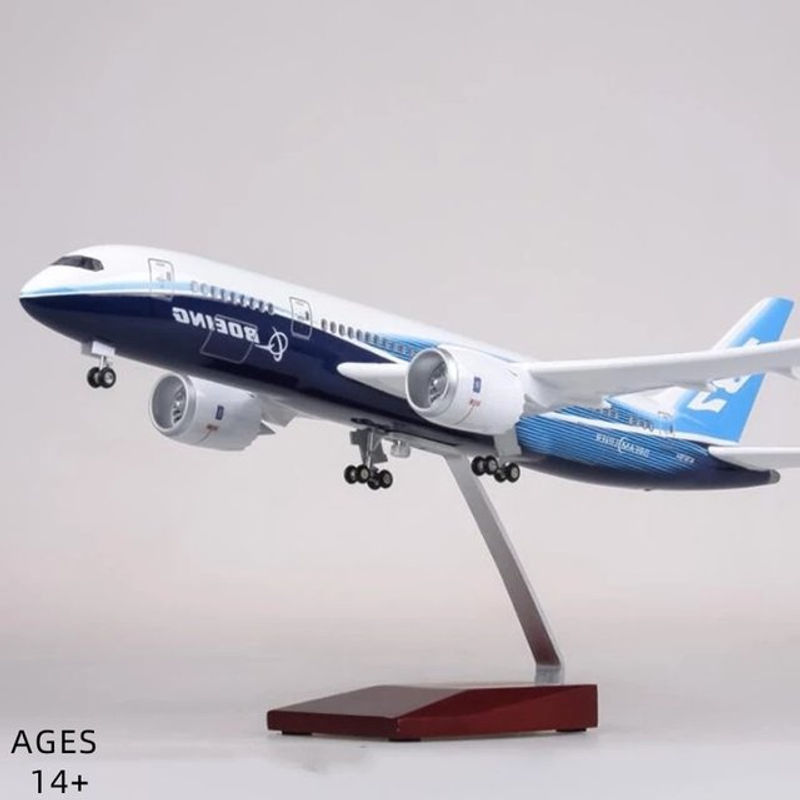 Hang Kun B787 Dreamliner Flugzeugmodell aus Harz im Maßstab 1:130 mit Lichtern und Rädern, Länge: 43 cm - Bild 1