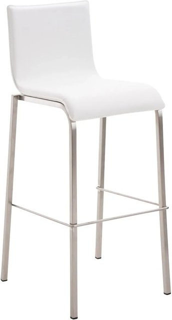 DELUKE Barhocker KELAN Barstuhl aus Kunstleder in Weiß mit silbernem Edelstahlgestell, B/T/H: 43 x 51 x 103 cm - Bild 1