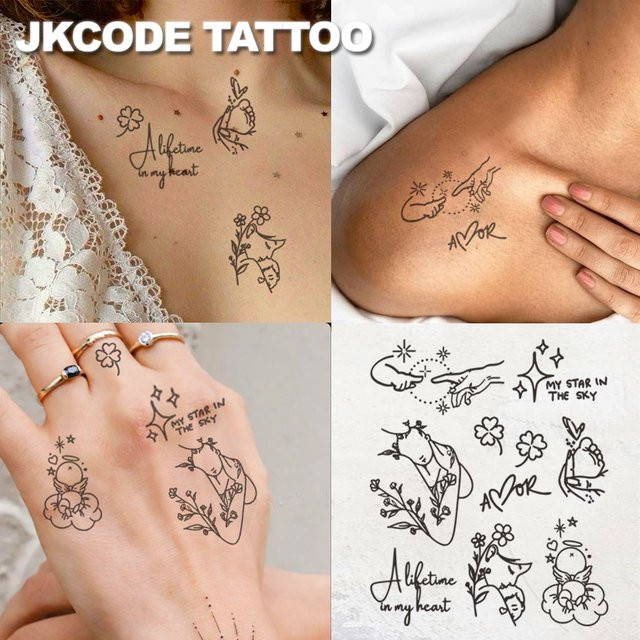 JKCODE TATTOO Minimalistische Tattoo-Aufkleber, Damen - Bild 1