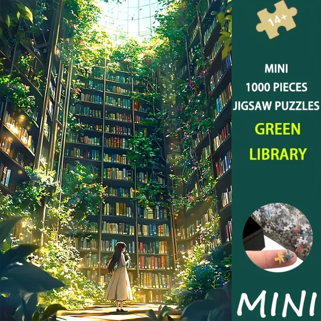 MaxRenard Grüne Bibliothekskunst, Puzzle, 1000 Teile, ab 14 Jahre - Bild 1