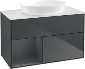 V&B Waschtischunterschrank Finion 100 in weiß lackiert mit Regal, Breite: 100 cm, Höhe: 50,1 cm, Tiefe: 50,1 cm - Bild 1