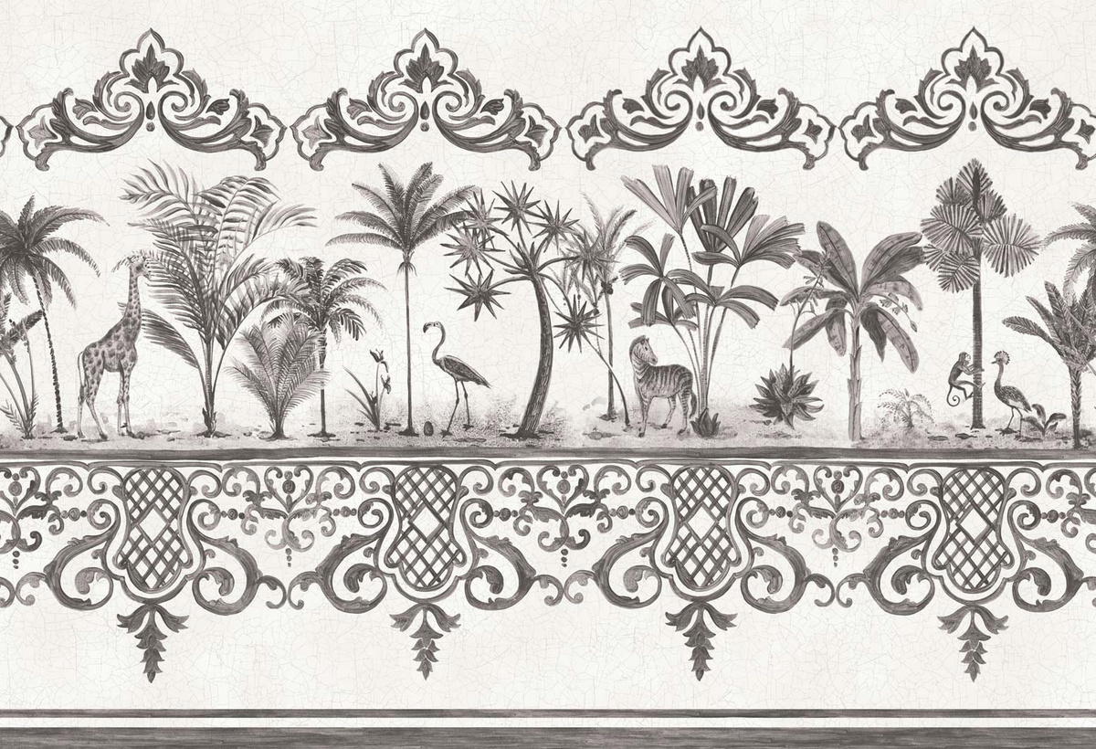 Cole & Son Tapete Rousseau mit Tier- und Floral-Design in Anthrazit und Grau, Vlies-Tapete - Bild 1