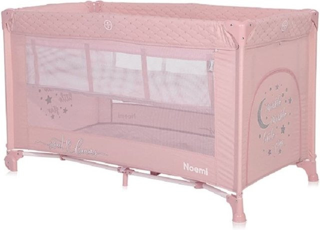 Lorelli Reisebett Noemi in Pink mit 2 Ebenen, seitlicher Öffnung, Matratze, Rollen und Tragetasche - Bild 1