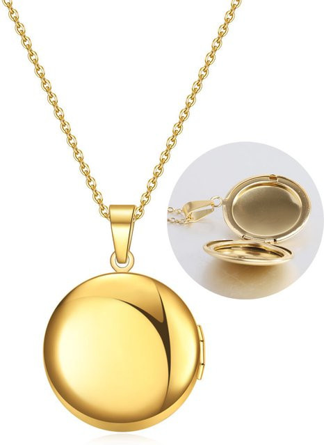 VQYSKO Medaillon-Halskette, Edelstahl, Gold, Unisex - Bild 1