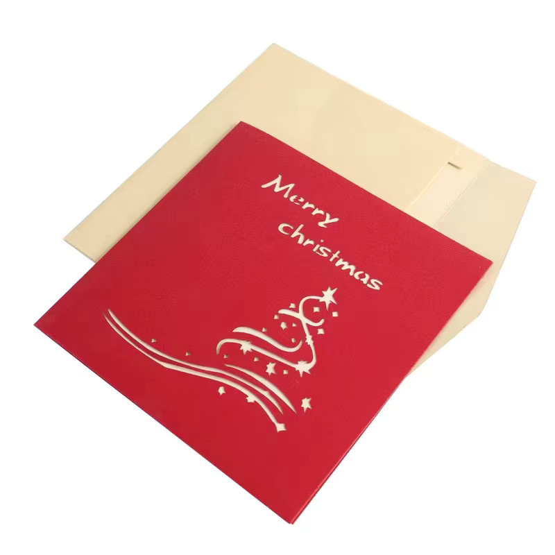 Kreative 3D Weihnachtskarte mit Weihnachtsbaum in Rot und Multicolour aus Papier - Bild 2