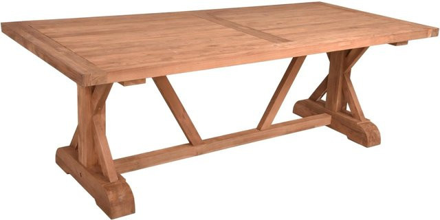 DELUKE Gartentisch NIELS aus Teakholz in Braun, B/T/H: 220,5 x 100 x 75 cm, wetterfester Outdoor-Terrassentisch - Bild 1