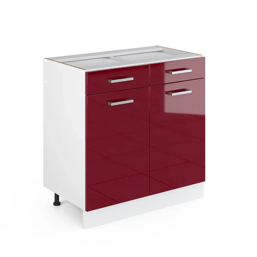 Vicco Küchenunterschrank R-Line Bordeaux Hochglanz Weiß Breite: 80 cm - Bild 2