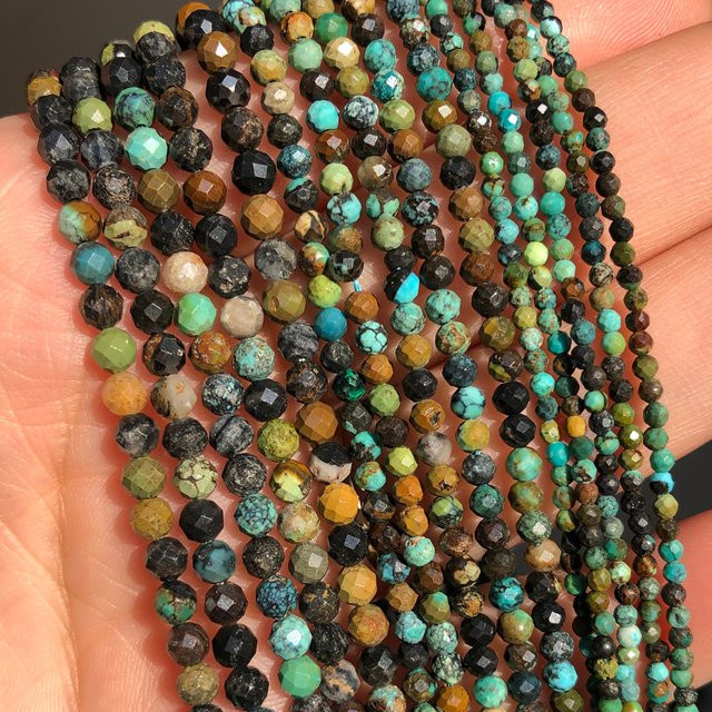 xilitata Perlen, Afrikanischer Türkis, Facettiert, Rund, 2-4 mm - Bild 1