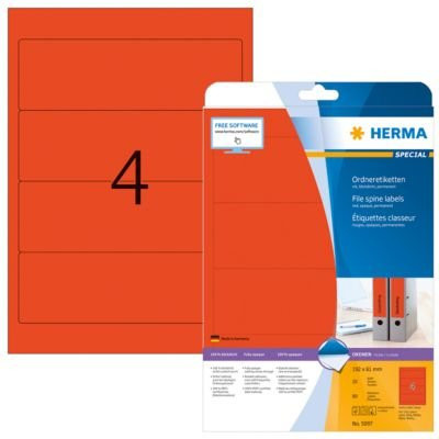 Herma Ordnerrückenetiketten A4, rot, 80 Stück, permanent haftend und bedruckbar - Bild 1