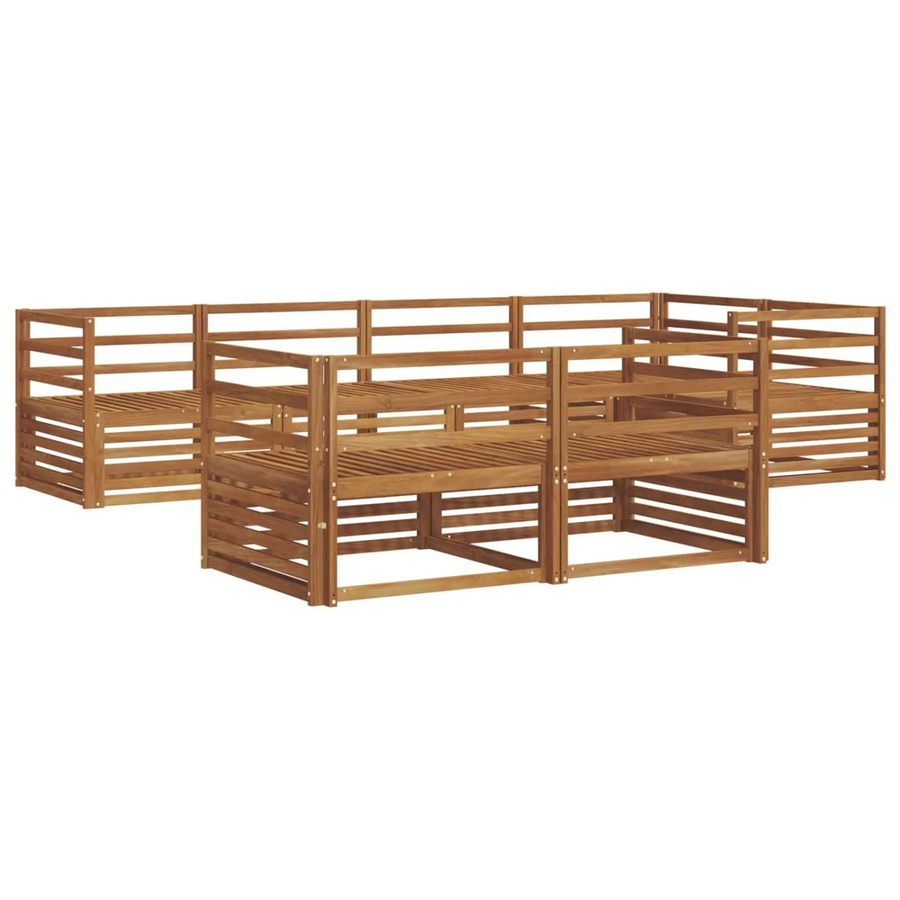 vidaXL Outdoor-Sofagarnitur 7-teilig aus Akazienholz in Braun mit modernem L-Shape Design - Bild 2