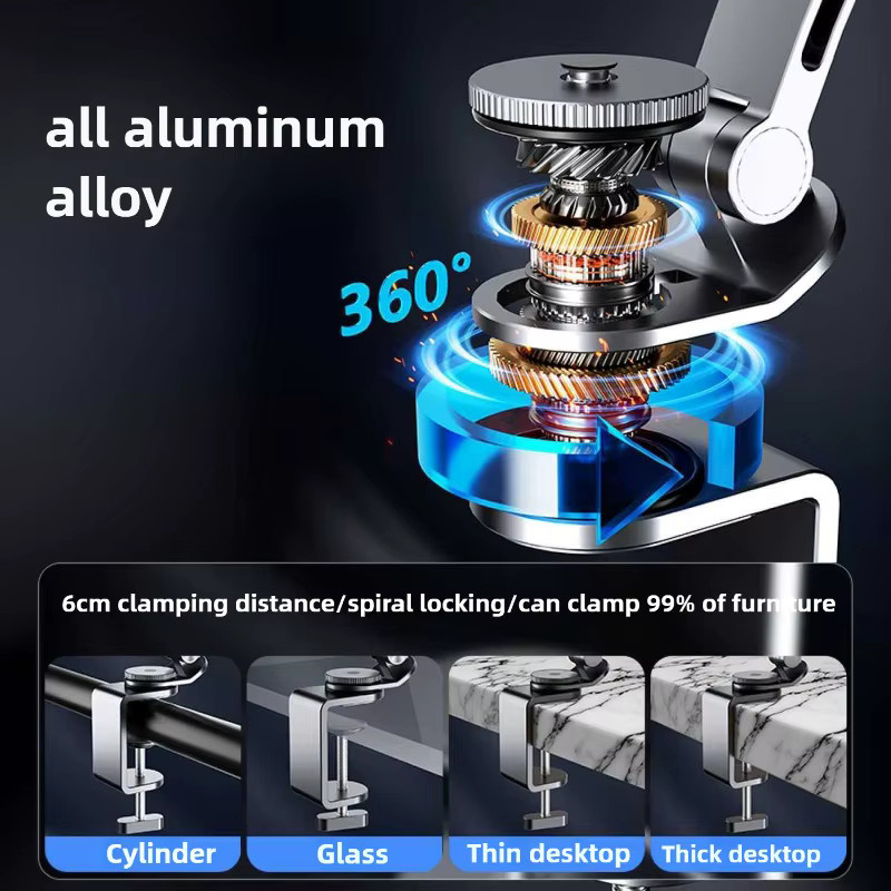 Ideaway Tablet-Tischhalterung aus Metall, 360 Grad drehbar und faltbar, verstellbare Bettbefestigung für iPad und Android Geräte von 4,7 bis 13,5 Zoll - Bild 2