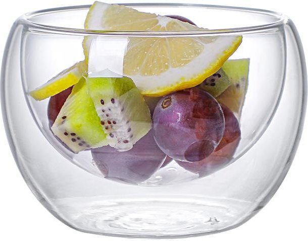Hitzebeständige Doppelwandige Glasschale für Obstsalat, Transparent und Beige, 300 ml - Bild 1