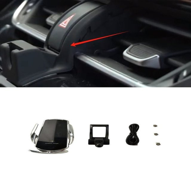 Kabellose Auto-Ladestation mit 15W Schnellladefunktion und automatischer Klemmung für Toyota C-HR (2014-2018), Schwarz - Bild 1