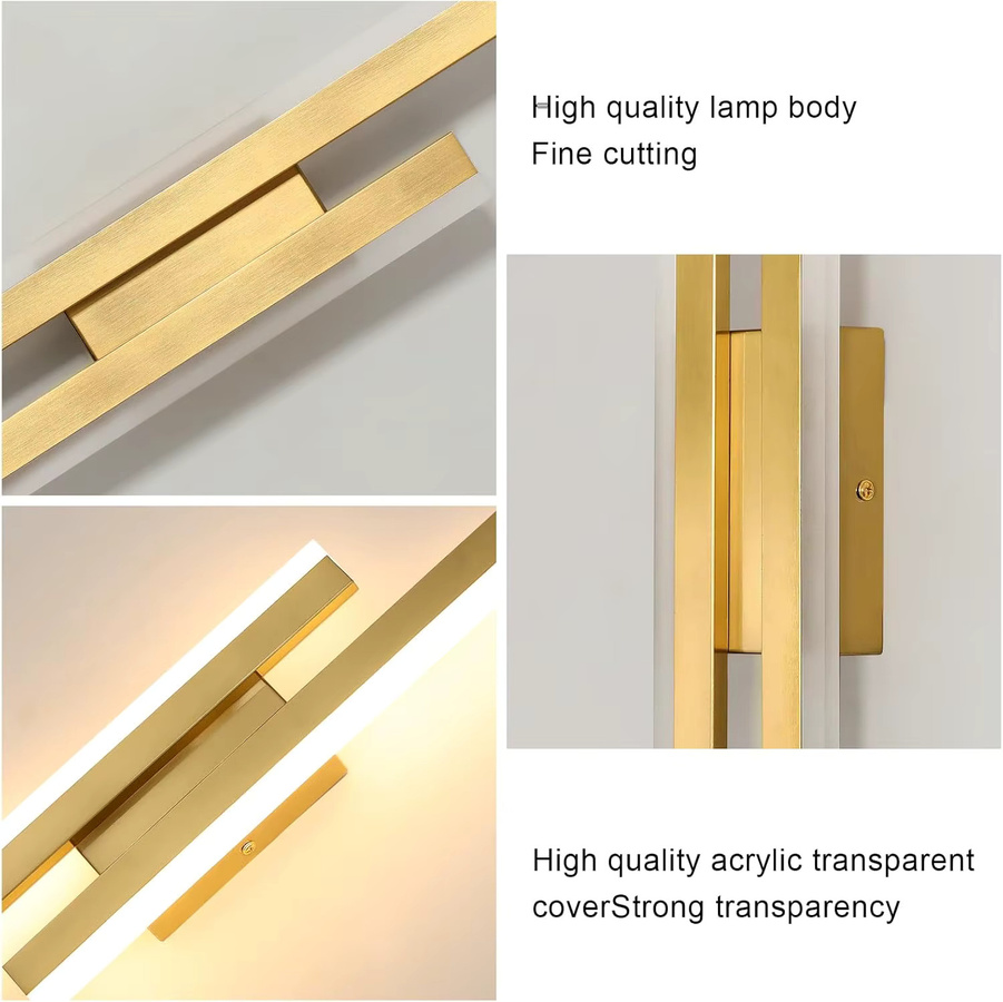 Moderne LED-Wandleuchte in Gold/Messing mit 16 W und 3 Farbtemperaturen für Schlafzimmer, Flur und Treppenaufgänge - Bild 2
