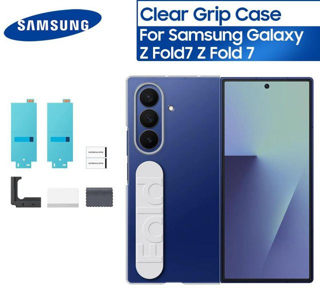 Casa Klare Schutzhülle für Samsung Galaxy Z Fold7 mit Fingerhalter und Bildschirmschutzfolie, Transparent - Bild 1