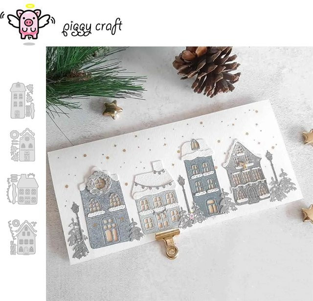 Piggy Craft Metall-Stanzform Hausserie in Silber für Papier und Bastelarbeiten - Bild 1