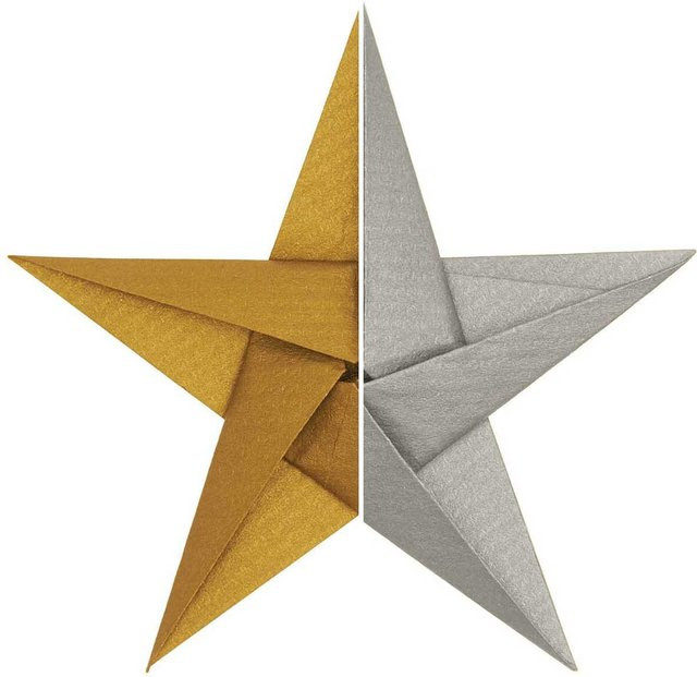 Rico Design Paper Poetry Bascetta Origamipapier Gold-Silber, B/B: 15 x 15 cm - Bild 1