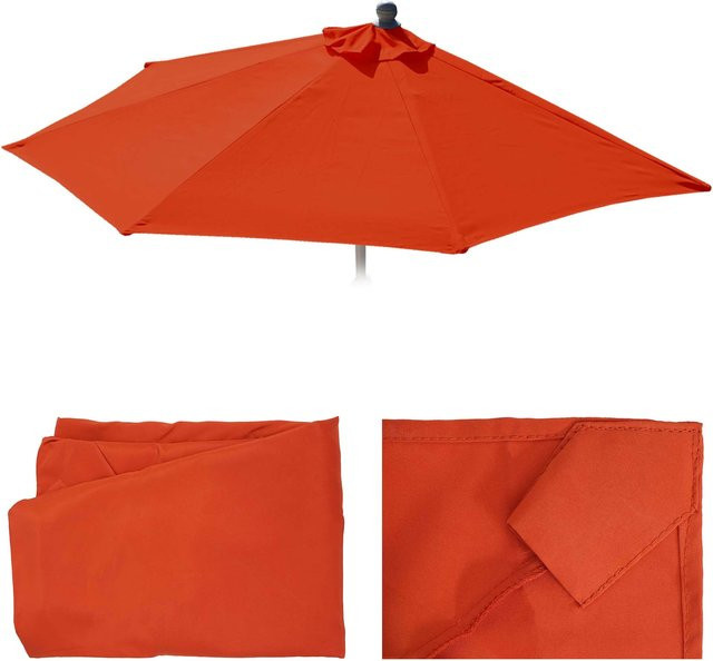MCW Ersatz-Bezug für halbrunden Sonnenschirm Parla in Terracotta, Polyester mit UV-Schutz UPF 50+ - Bild 1