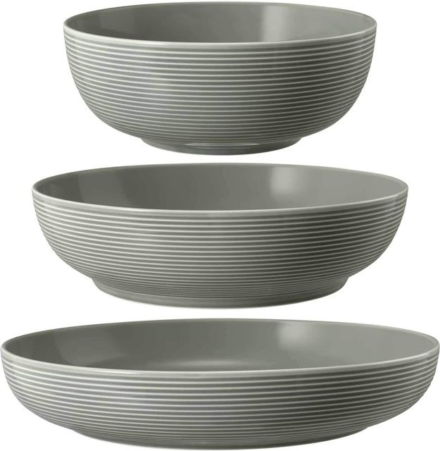 Seltmann Weiden Foodbowl Beat Color Glaze Set 3-teilig Perlgrau Porzellan - Bild 1