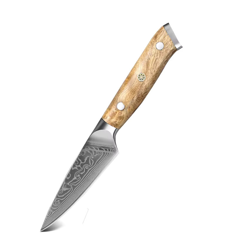Baovim 3,5-Zoll Schälmesser aus Damaszener Stahl mit Bergahornholzgriff - Bild 5