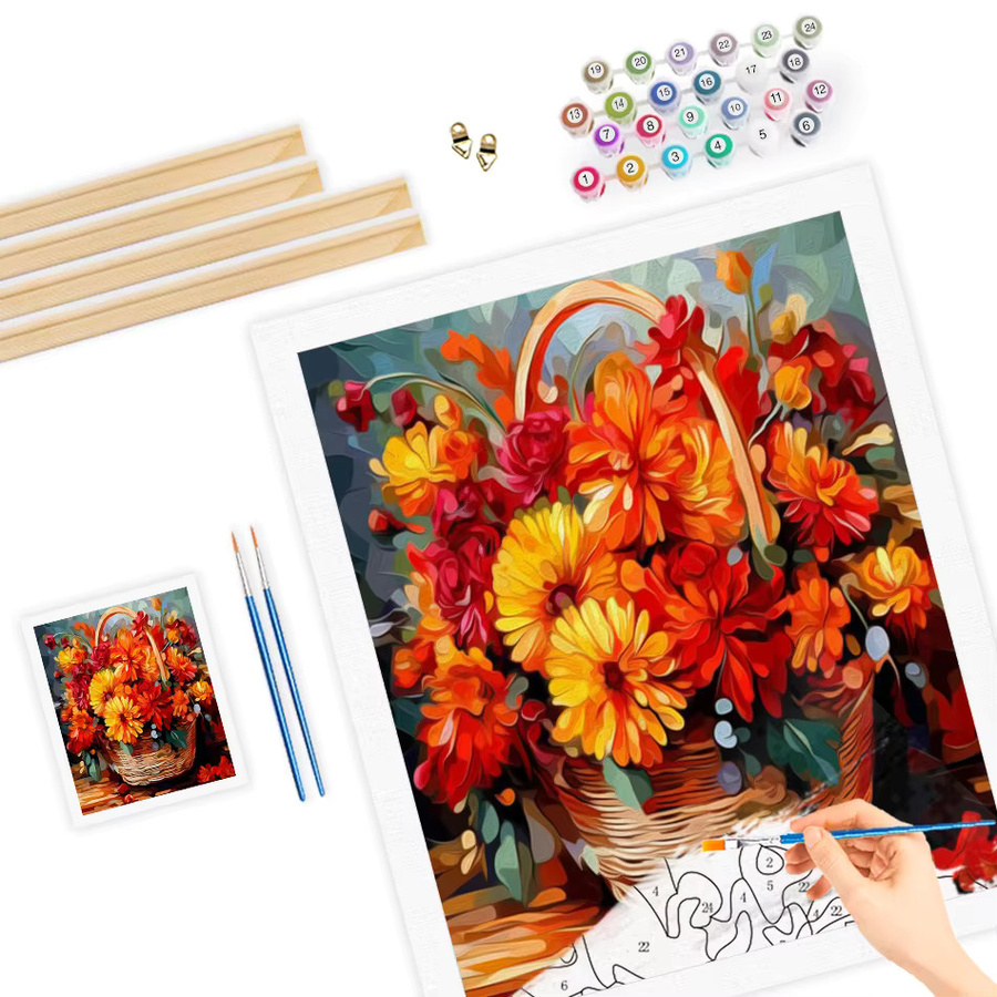 RUOPOTY Malen nach Zahlen Set für Erwachsene mit Acrylfarben und Aquarell-Markern auf Leinwand in Mehrfarbig - Bild 3